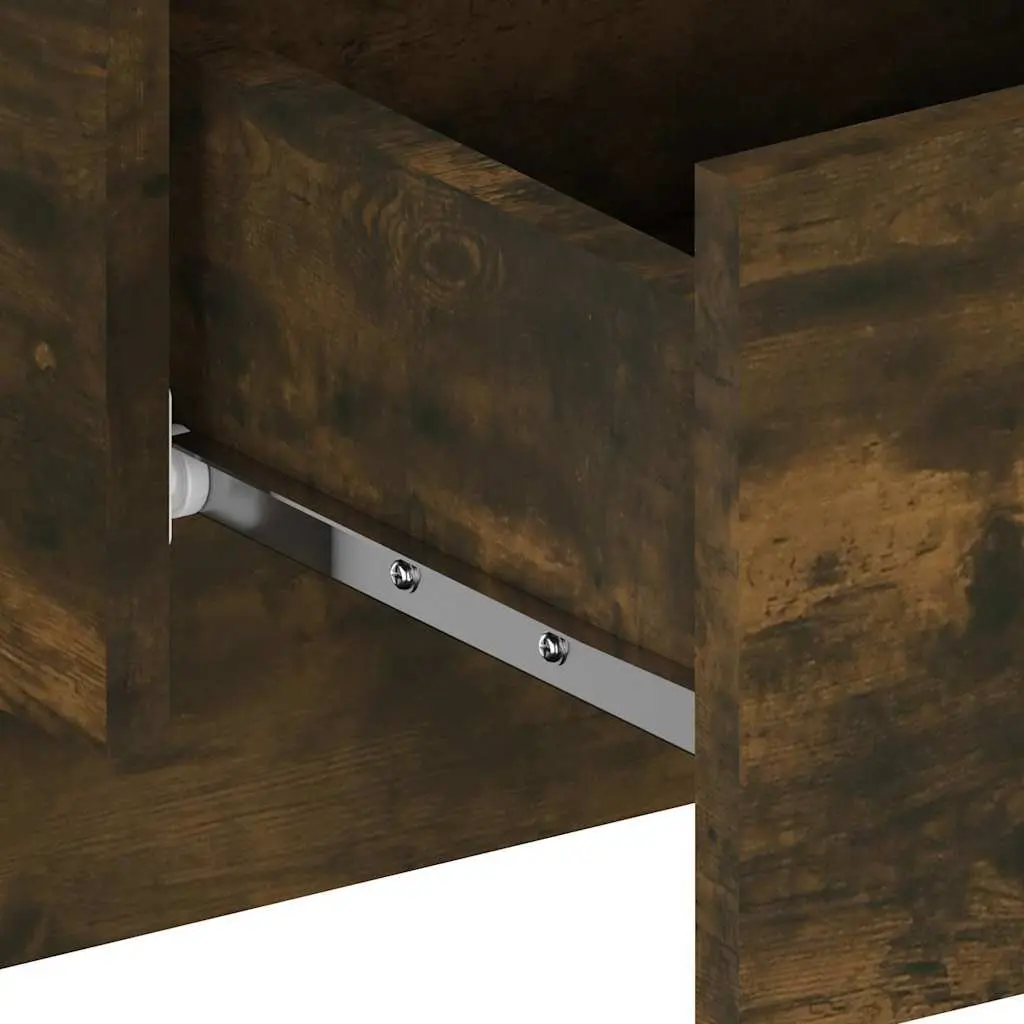 Wall-mounted Bedside Cabinet Smoked Oak Floating Storage Shelf Engineered Wood