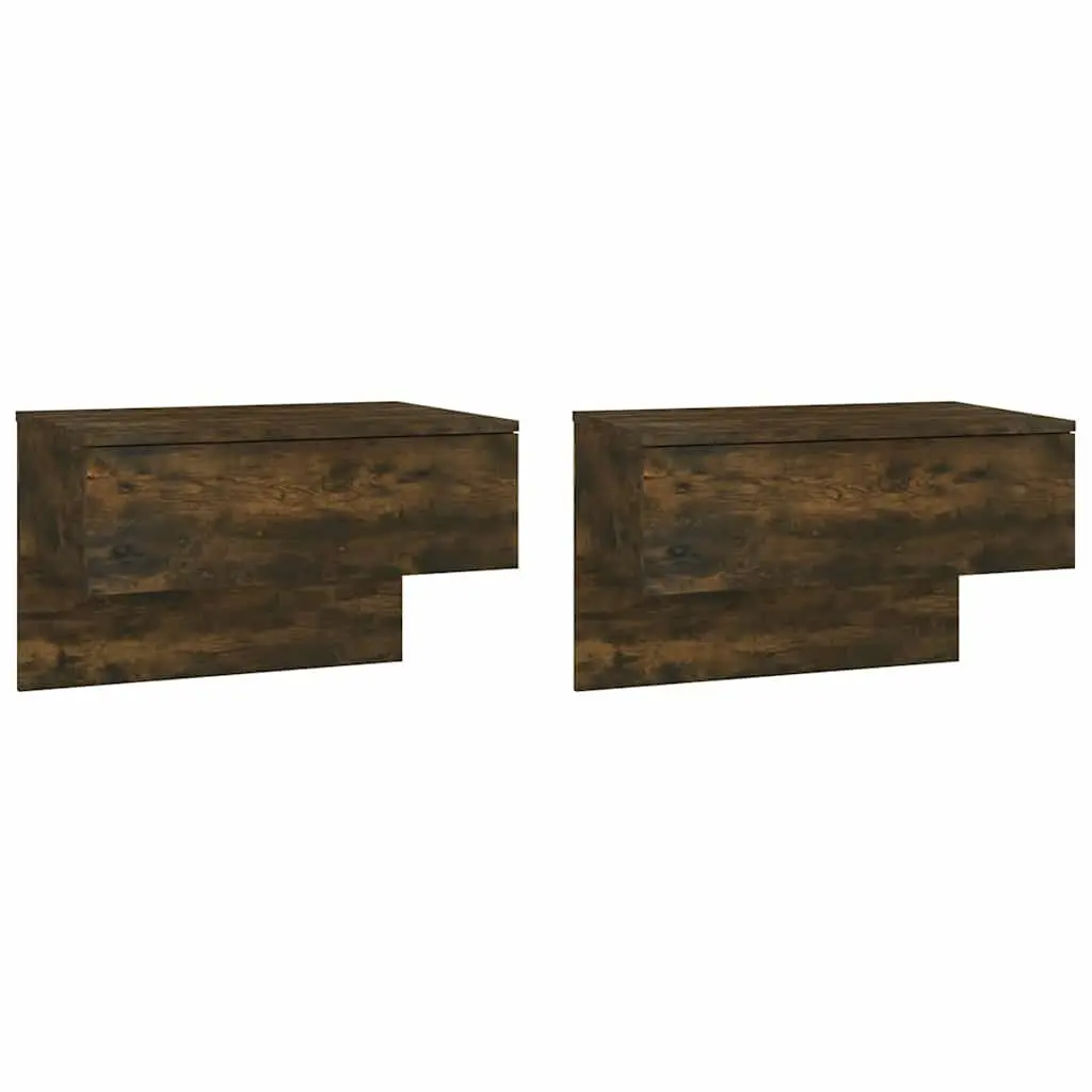 Wall-mounted Bedside Cabinets Floating Storage Shelves Brown Engineered Wood