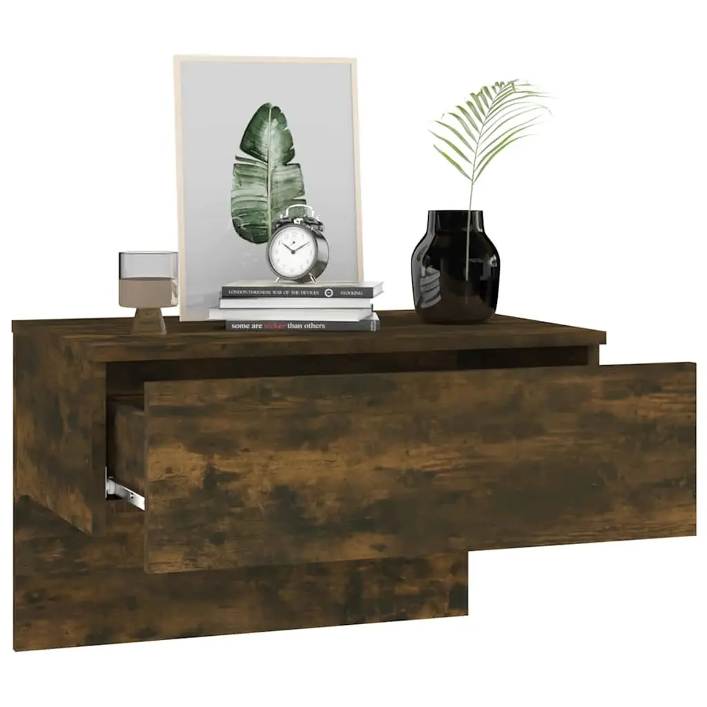 Wall-mounted Bedside Cabinets Floating Storage Shelves Brown Engineered Wood