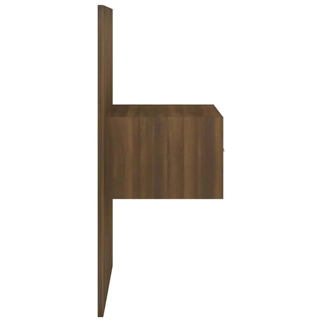 Brown Oak Floating Bedside Cabinets 2 pcs