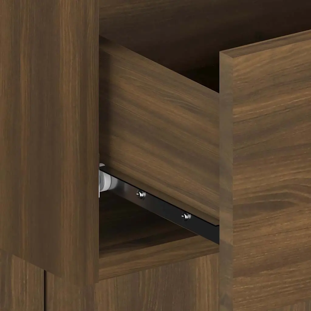 Brown Oak Floating Bedside Cabinets 2 pcs