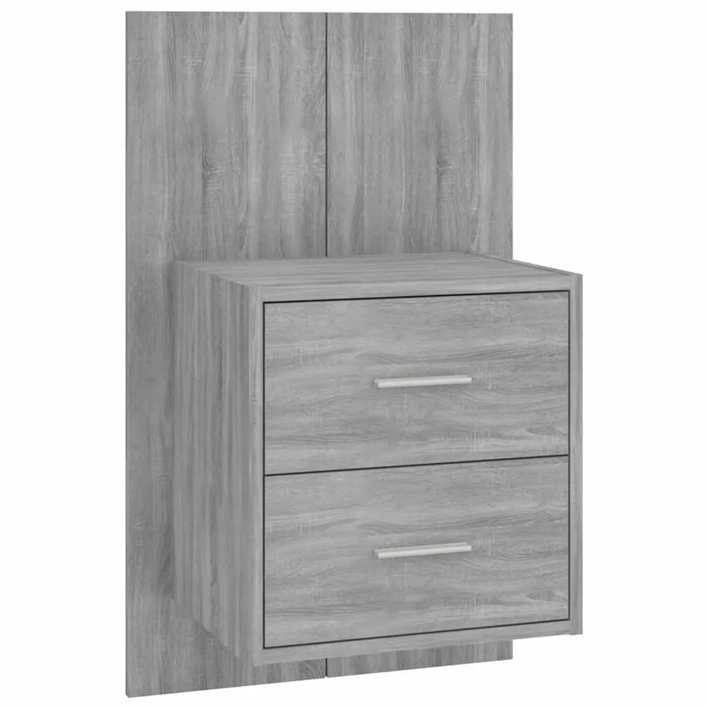 Wall-mounted Bedside Cabinet Grey Sonoma Floating Storage Unit Engineered Wood