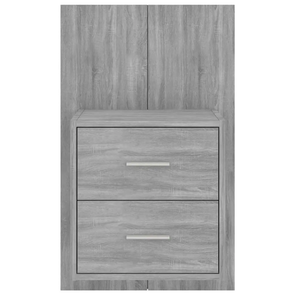Wall-mounted Bedside Cabinet Grey Sonoma Floating Storage Unit Engineered Wood