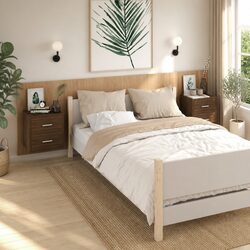 Warm Brown Oak Wall-mounted Bedside Cabinets 2 pcs