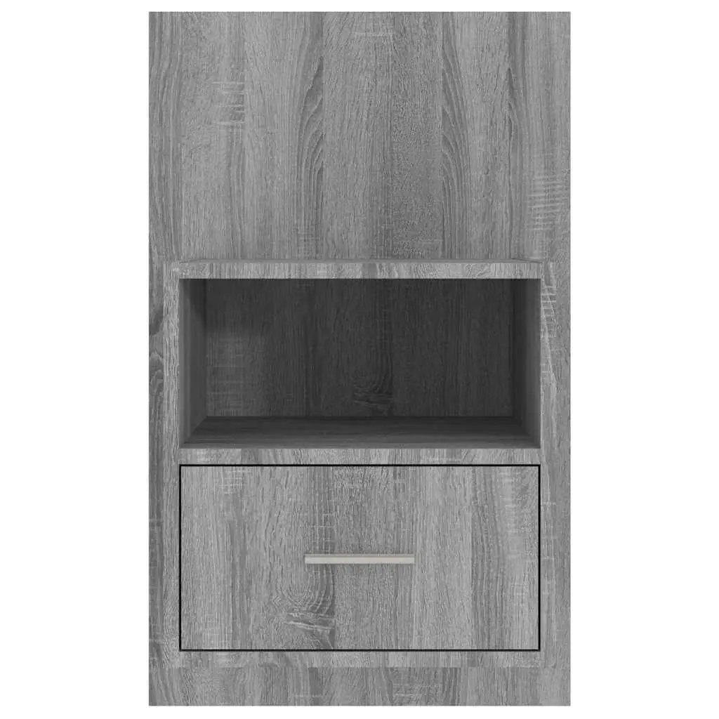 Wall-mounted Bedside Cabinet Grey Engineered Wood Floating Shelf Unit