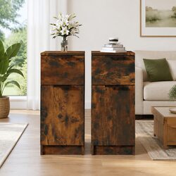Brown Engineered Wood Sideboard Cabinet Set of 2