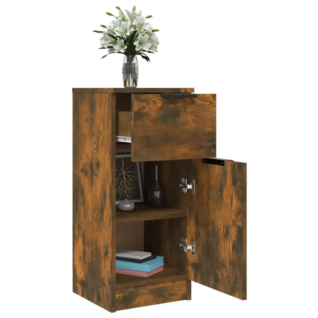 Brown Engineered Wood Sideboard Cabinet Set of 2