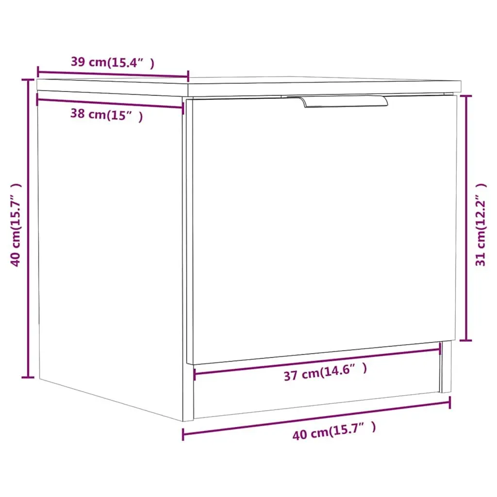 Bedside Cabinets Brown 40x39x40 cm Engineered Wood 2 Piece