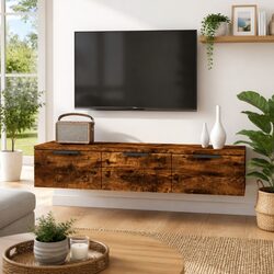 Brown Engineered Wood Wall Cabinet Storage Shelf