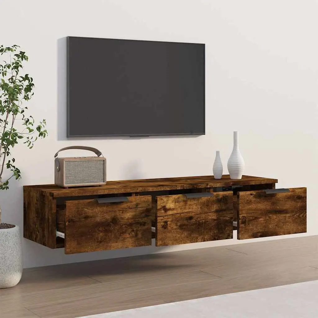 Brown Engineered Wood Wall Cabinet Storage Shelf