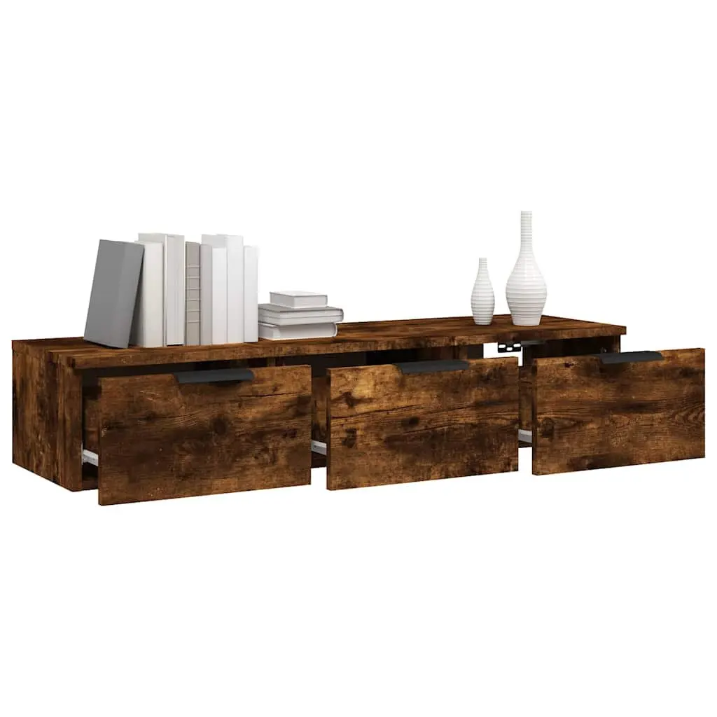 Brown Engineered Wood Wall Cabinet Storage Shelf