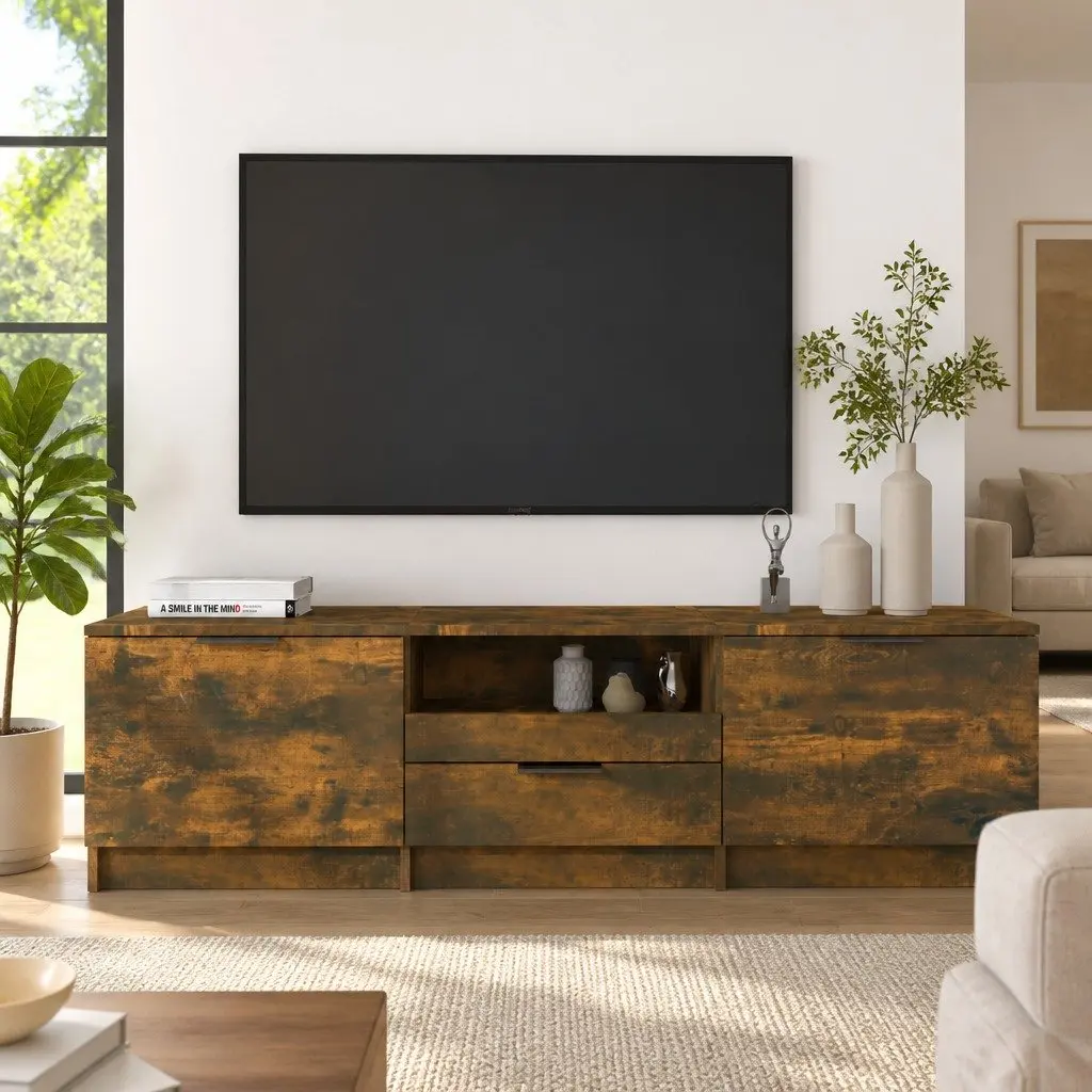 Brown Engineered Wood TV Cabinet Unit with Storage