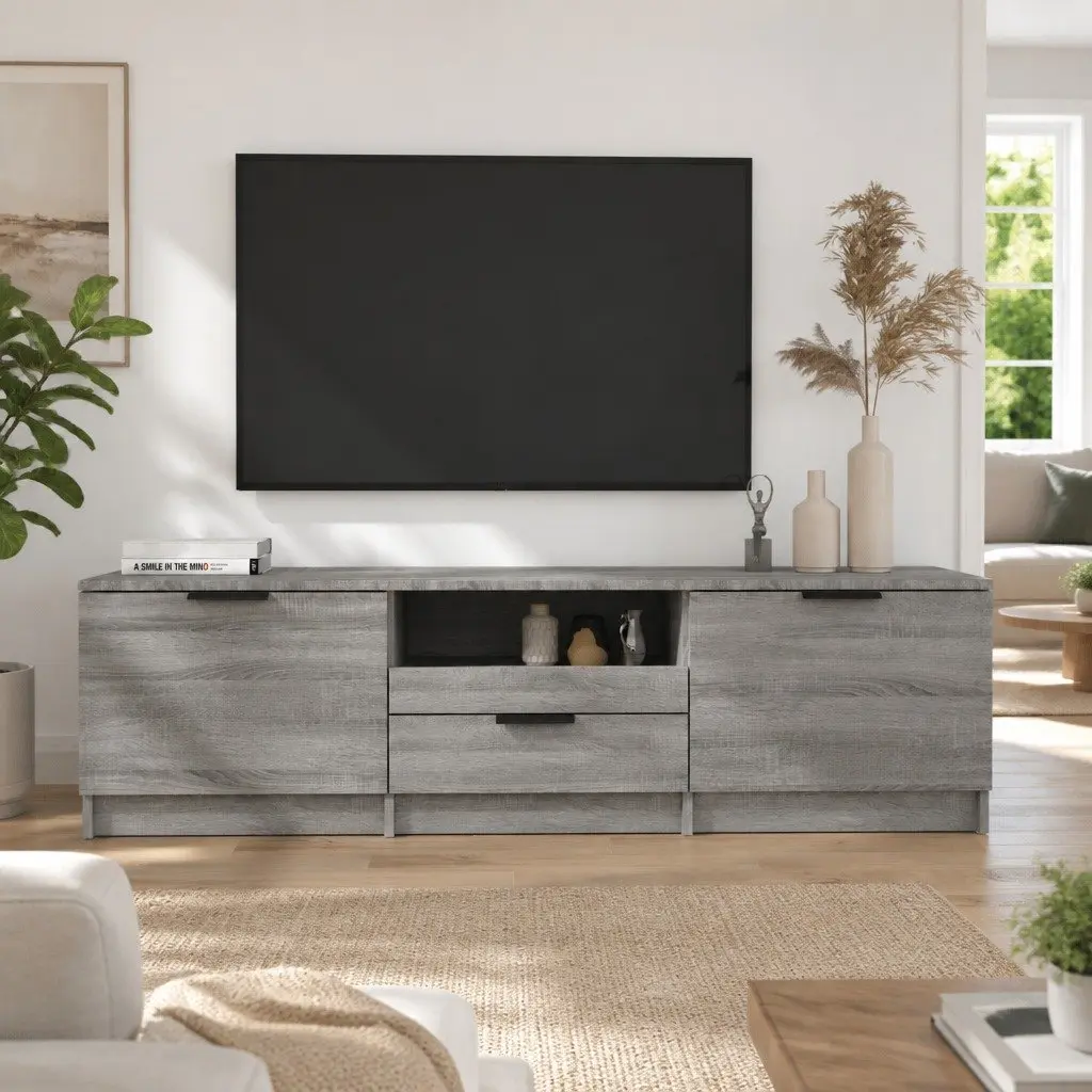 Grey Sonoma TV Cabinet with Drawer and Storage Compartments