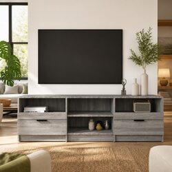 Grey Sonoma TV Cabinet with Drawers - 150x33.5x45cm