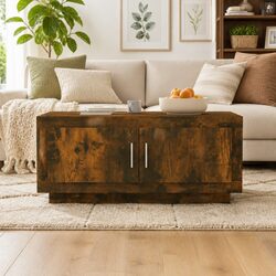 Warm Brown Engineered Wood Coffee Table for Living Room