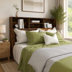 Cozy Headboard Cabinet with Storage in Brown
