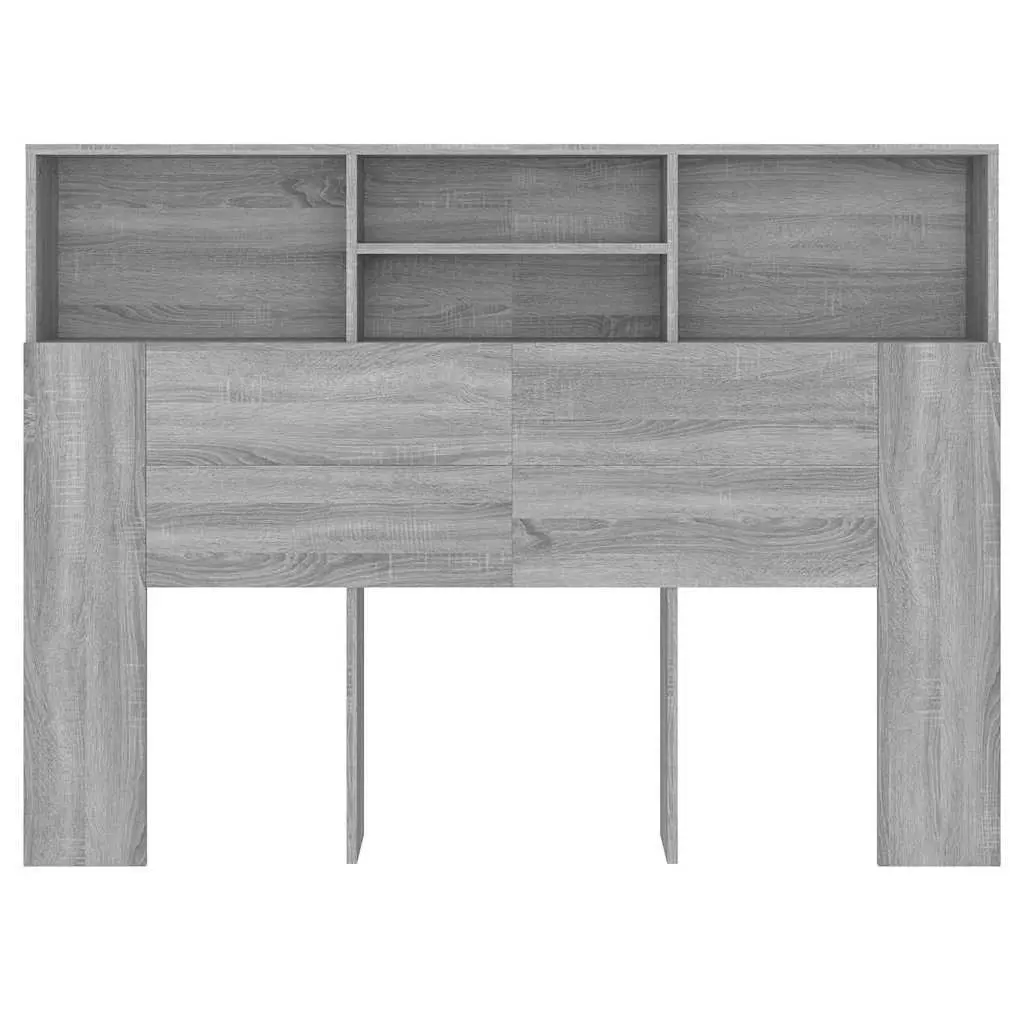 Grey Wall-Mounted Headboard Cabinet with Storage