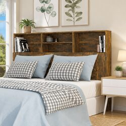 Brown Wall-Mount Headboard Cabinet for Storage