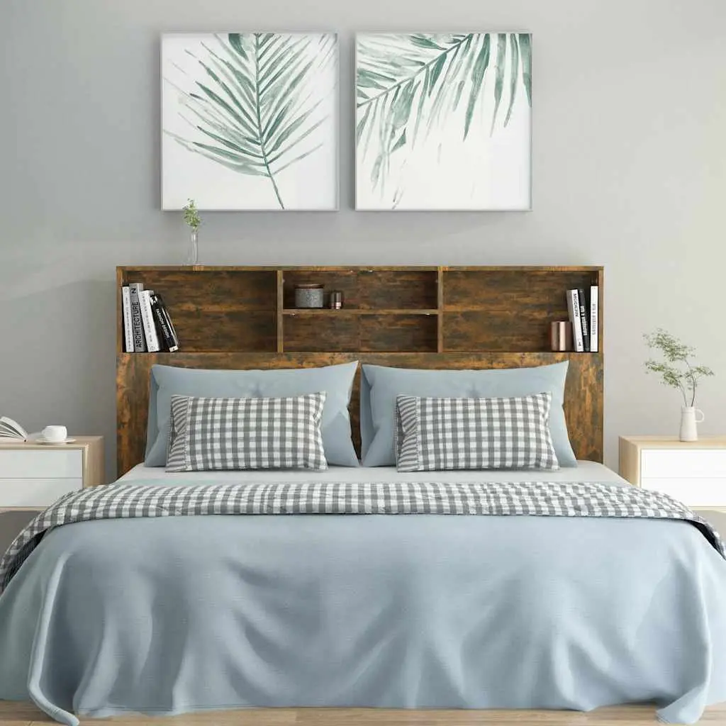 Brown Wall-Mount Headboard Cabinet for Storage