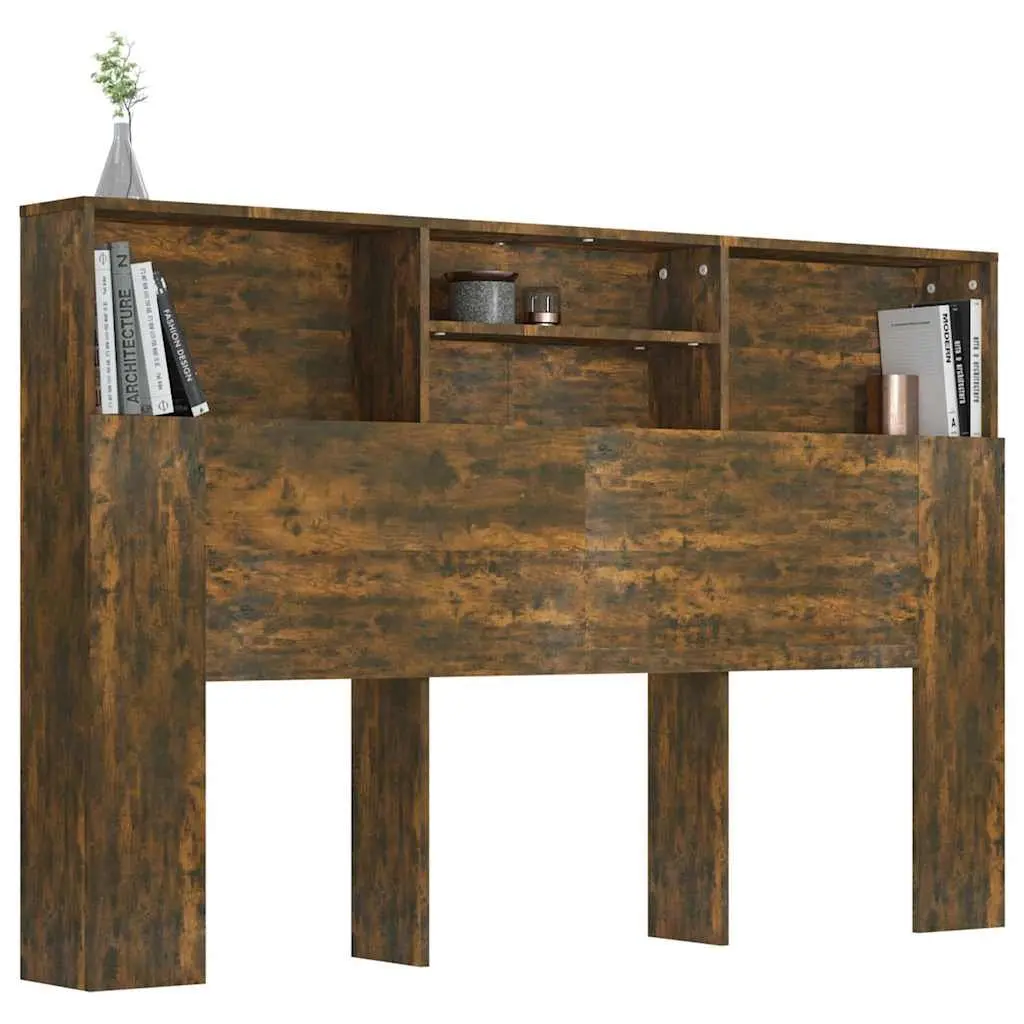 Brown Wall-Mount Headboard Cabinet for Storage