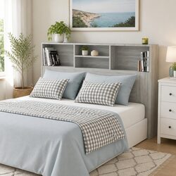 Grey Sonoma 160cm Headboard Cabinet for Bedroom Storage