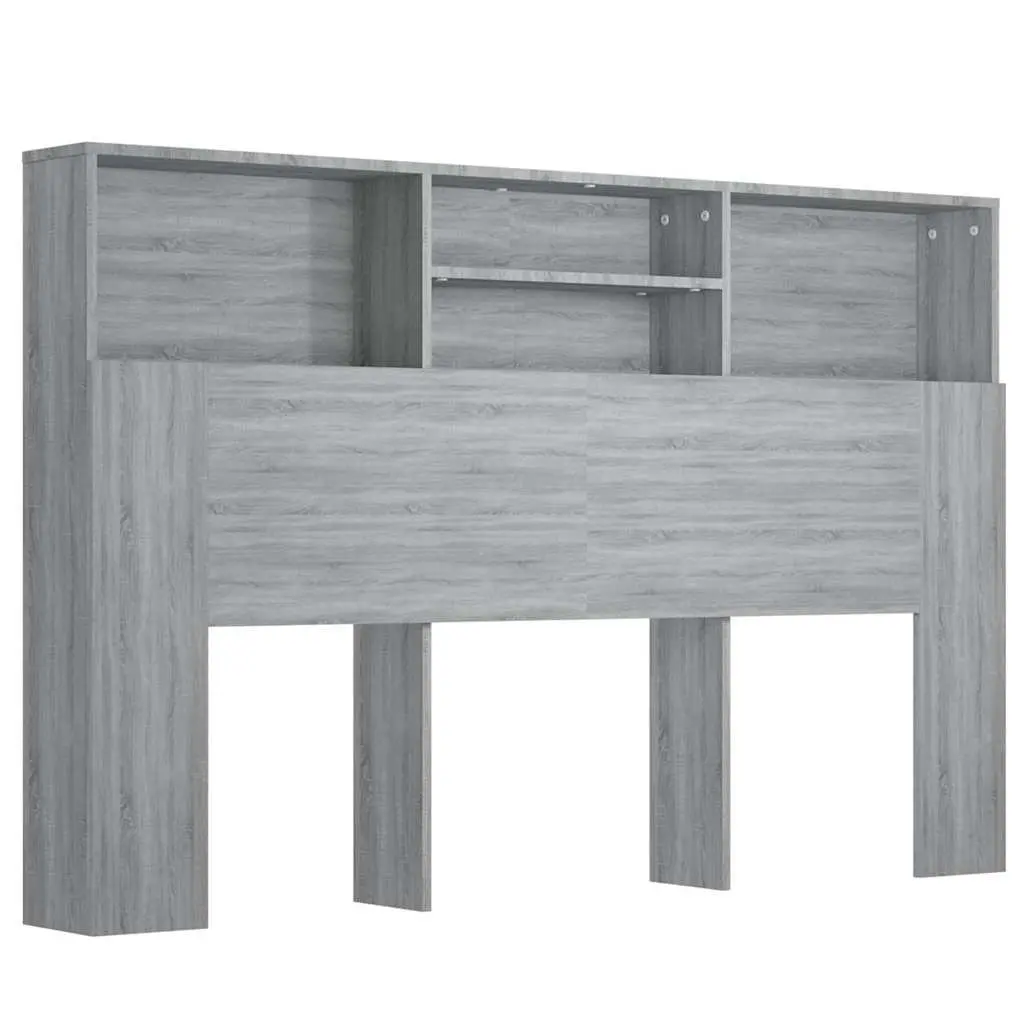 Grey Sonoma 160cm Headboard Cabinet for Bedroom Storage