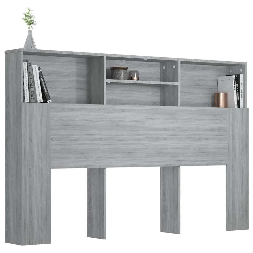 Grey Sonoma 160cm Headboard Cabinet for Bedroom Storage
