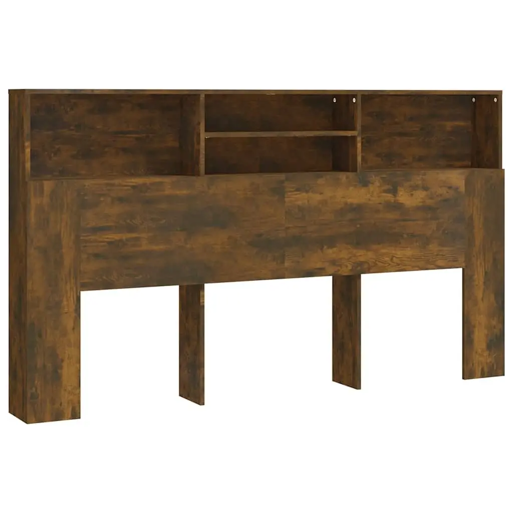 Brown Wall-Mounted Headboard Cabinet for Bedroom Storage