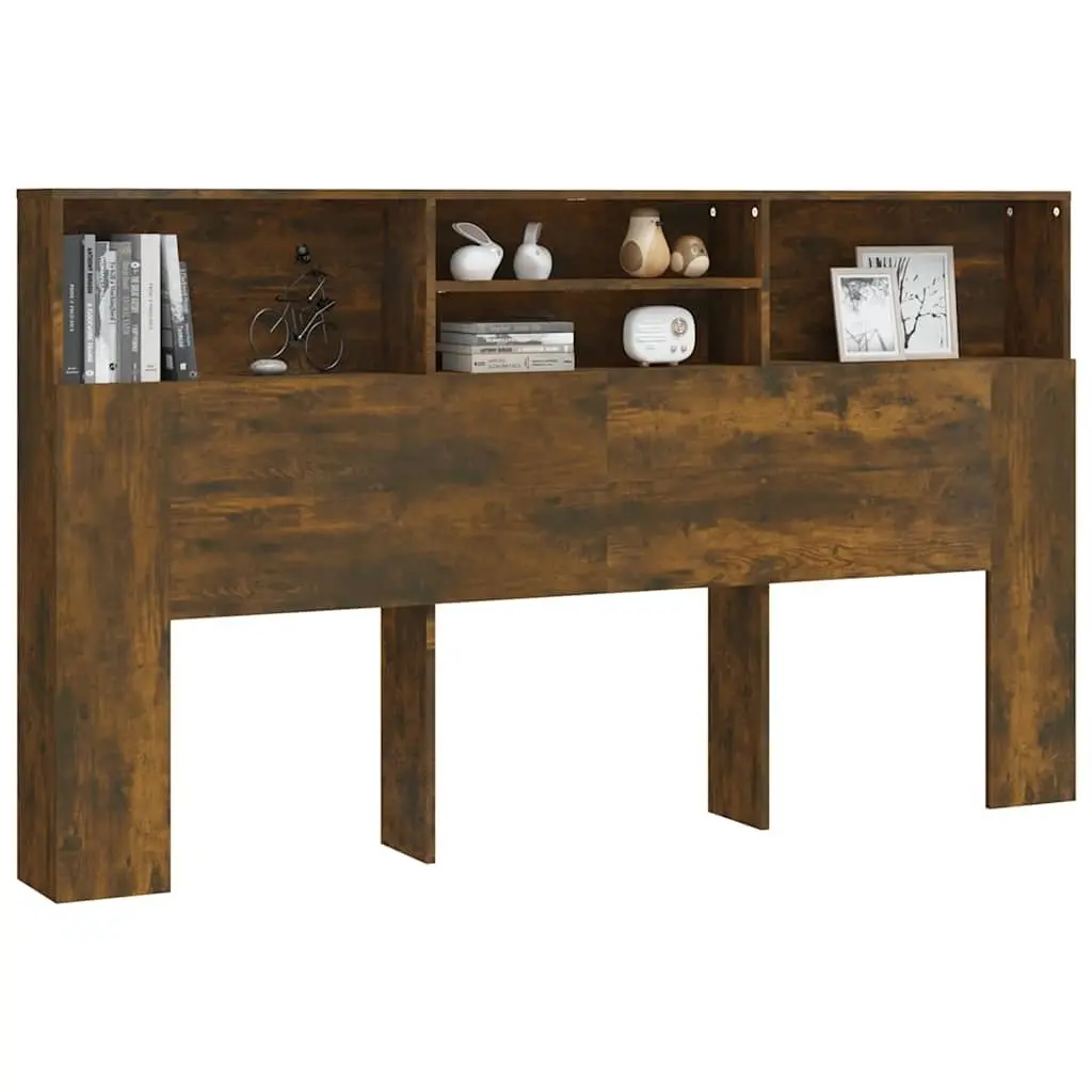 Brown Wall-Mounted Headboard Cabinet for Bedroom Storage
