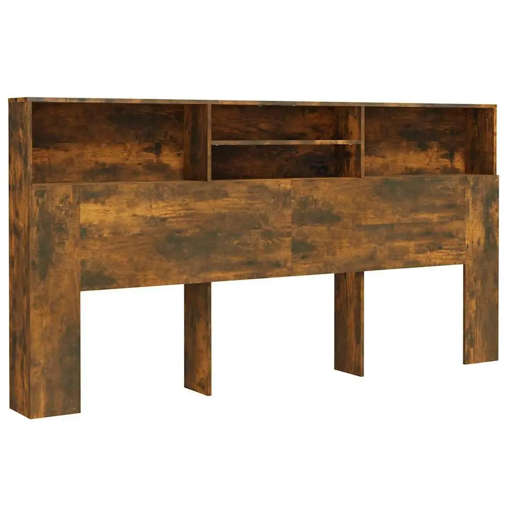 Headboard Cabinet Storage 200 cm Wall-Mounted Bedroom Organiser Brown