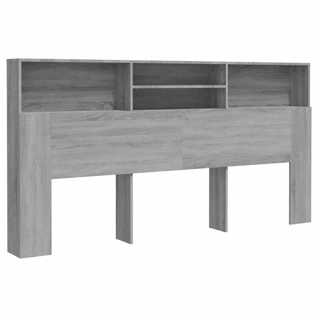 Grey 200cm Wall-Mounted Headboard Cabinet for Storage
