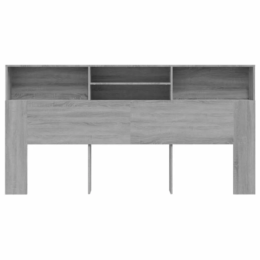 Grey 200cm Wall-Mounted Headboard Cabinet for Storage