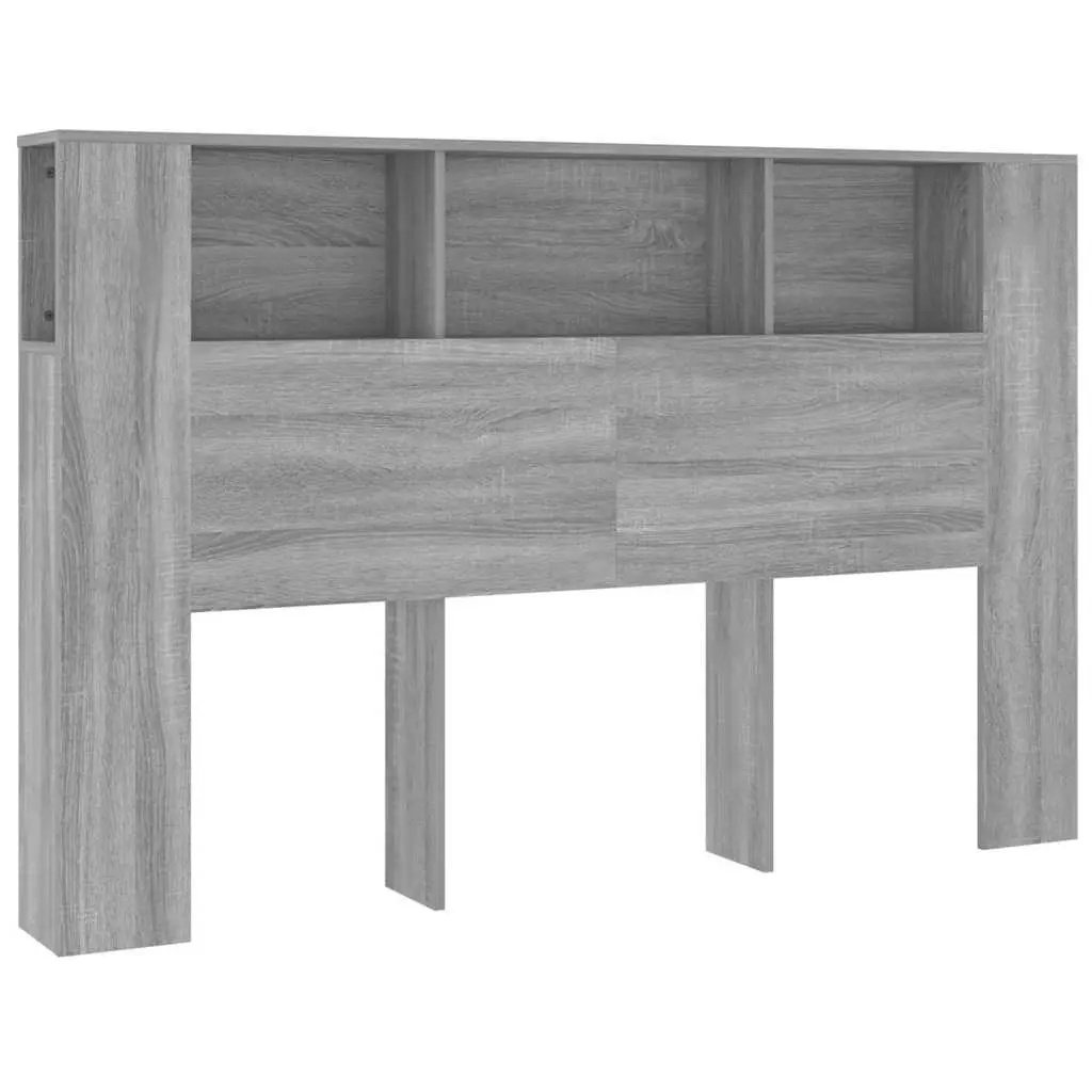 Grey Wall-Mounted Headboard Cabinet with Storage