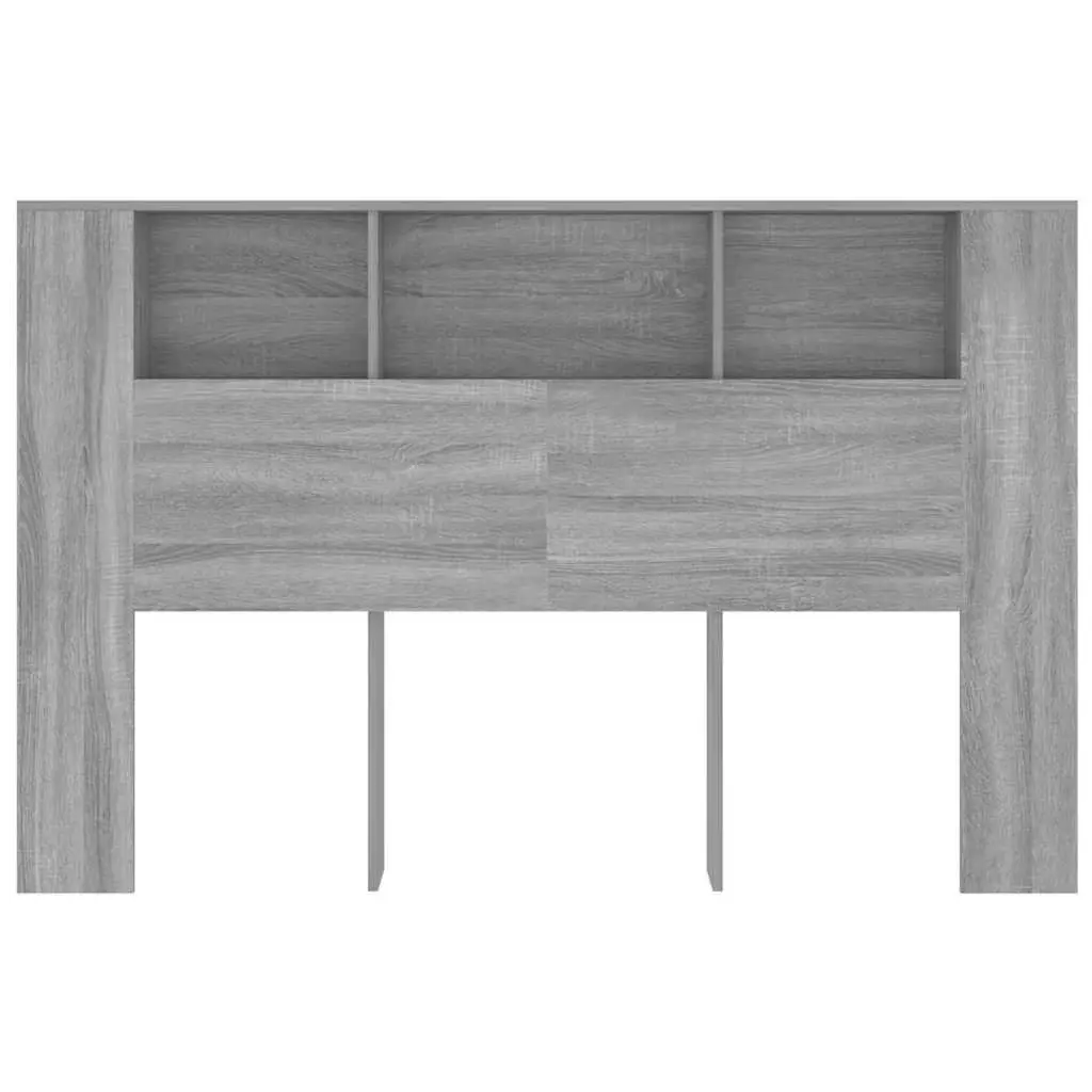 Grey Wall-Mounted Headboard Cabinet with Storage