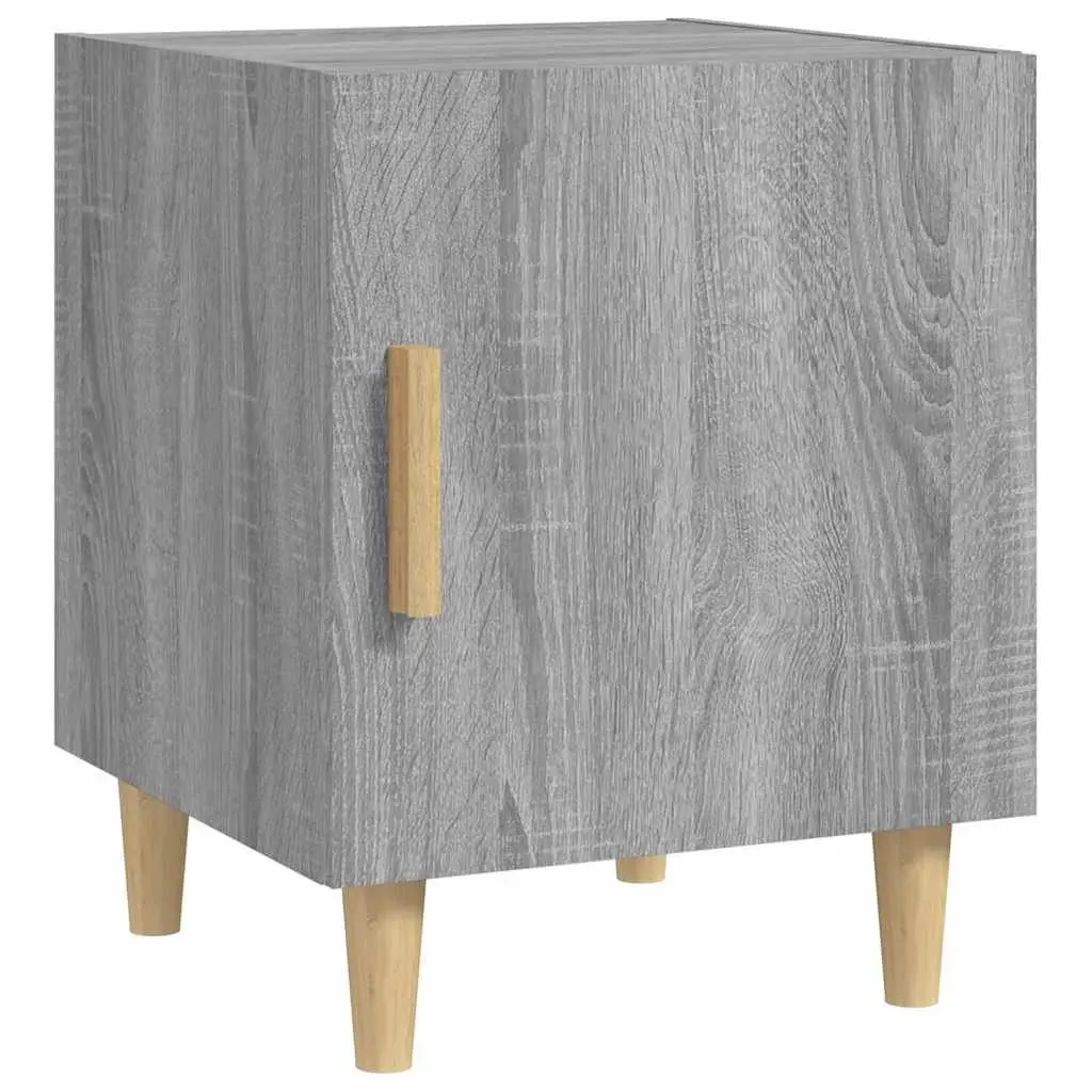 Engineered Wood Bedside Cabinet Grey Single Door Nightstand Storage with Top Surface