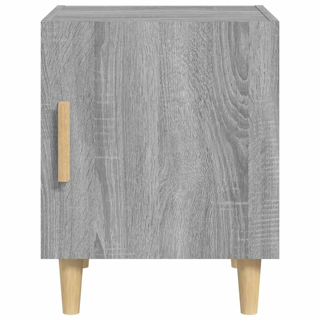 Engineered Wood Bedside Cabinet Grey Single Door Nightstand Storage with Top Surface