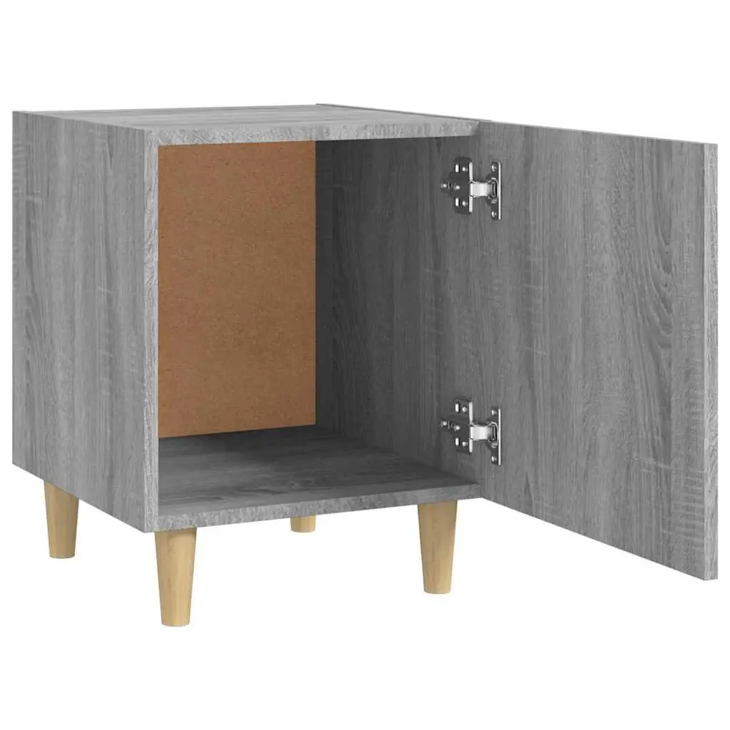 Engineered Wood Bedside Cabinet Grey Single Door Nightstand Storage with Top Surface
