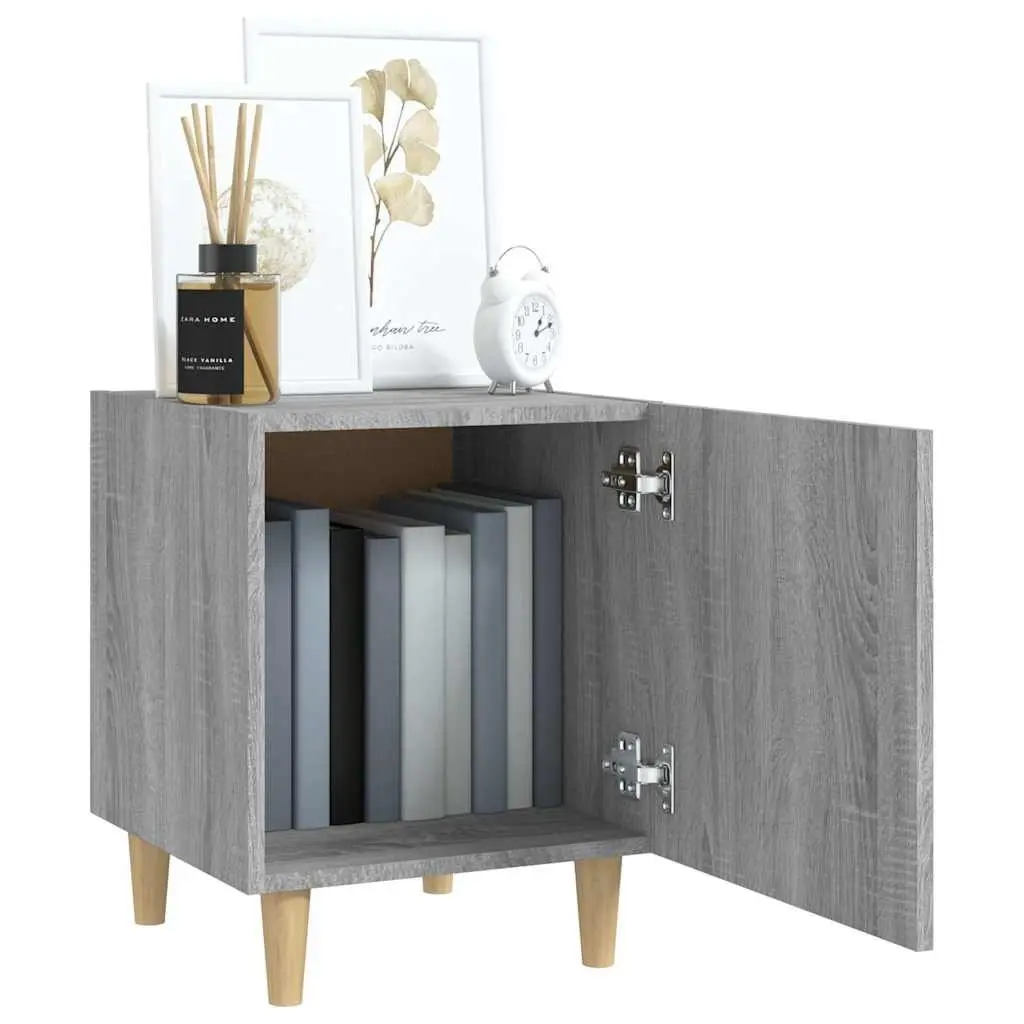 Engineered Wood Bedside Cabinet Grey Single Door Nightstand Storage with Top Surface