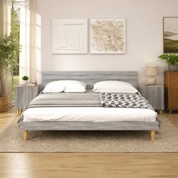 Grey Engineered Wood Bedside Cabinet for Elegant Storage