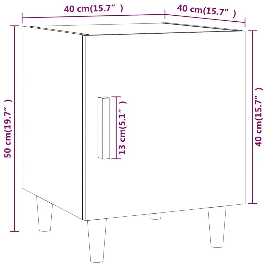 Grey Engineered Wood Nightstand 1 Door Bedside Storage Unit Set of 2
