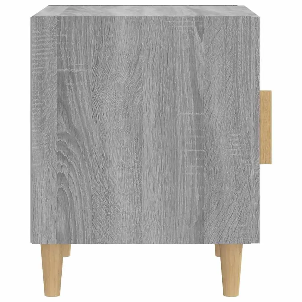 Grey Engineered Wood Nightstand 1 Door Bedside Storage Unit Set of 2
