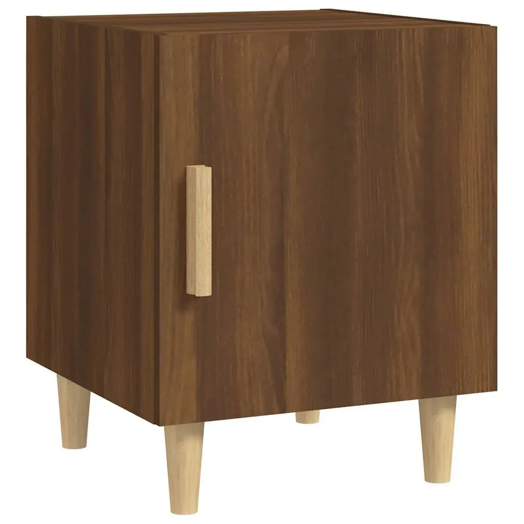 Bedside Cabinet Brown Engineered Wood Nightstand Table