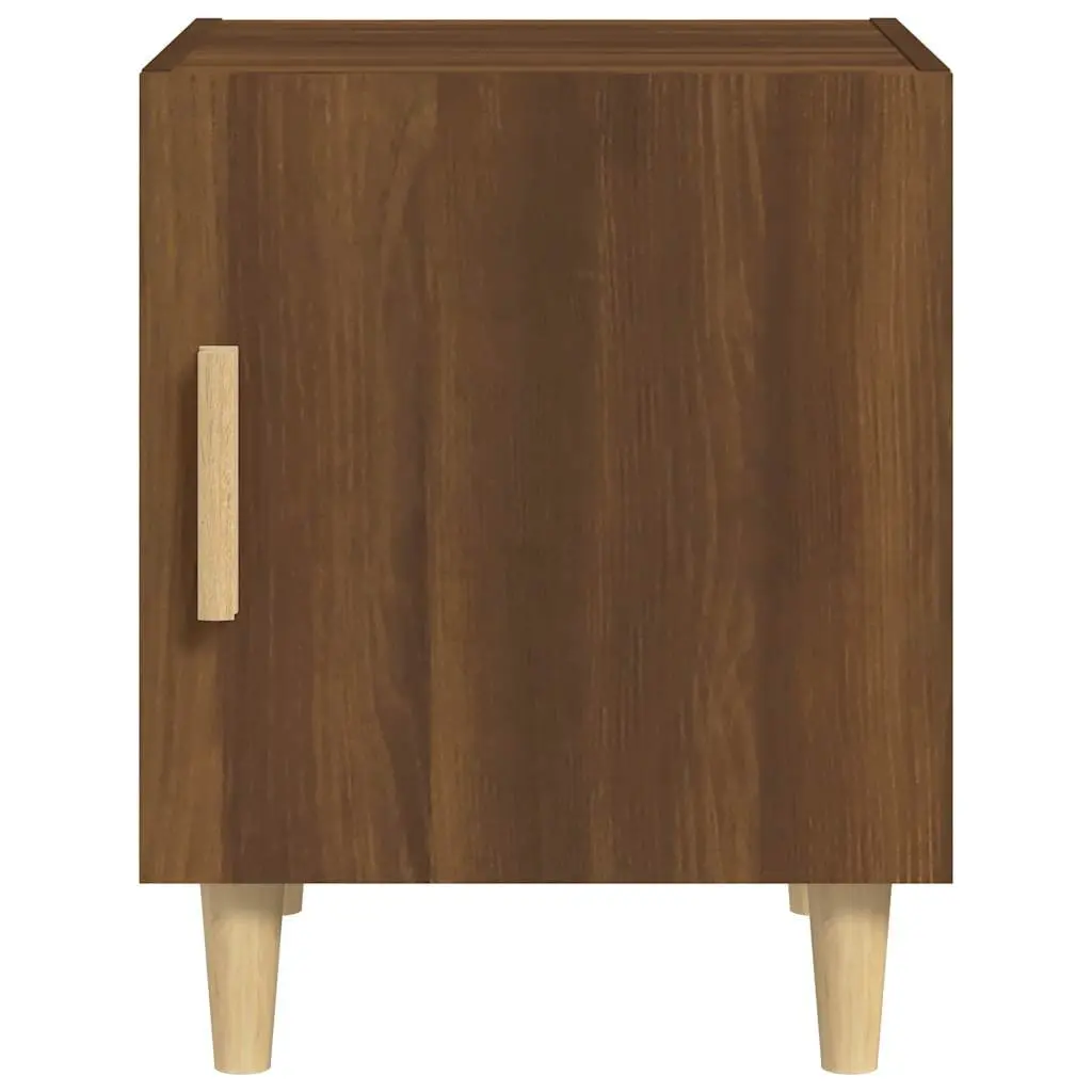 Bedside Cabinet Brown Engineered Wood Nightstand Table