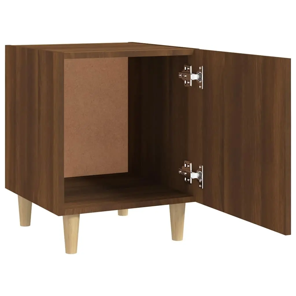 Bedside Cabinet Brown Engineered Wood Nightstand Table