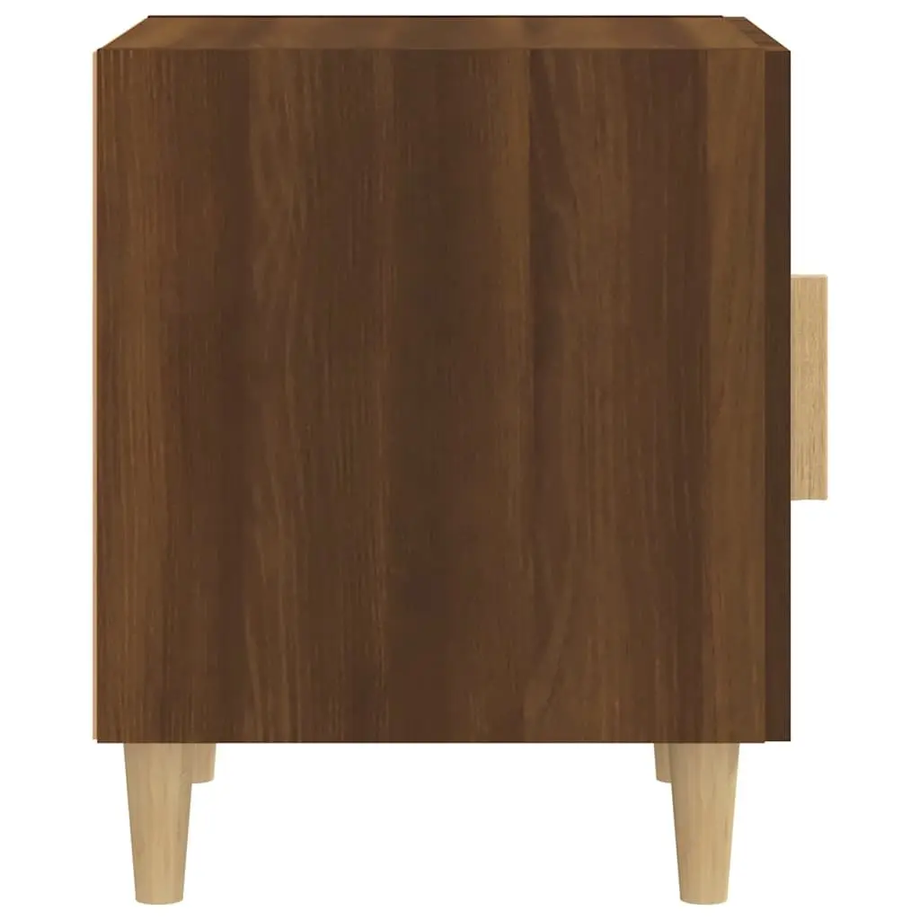 Bedside Cabinet Brown Engineered Wood Nightstand Table