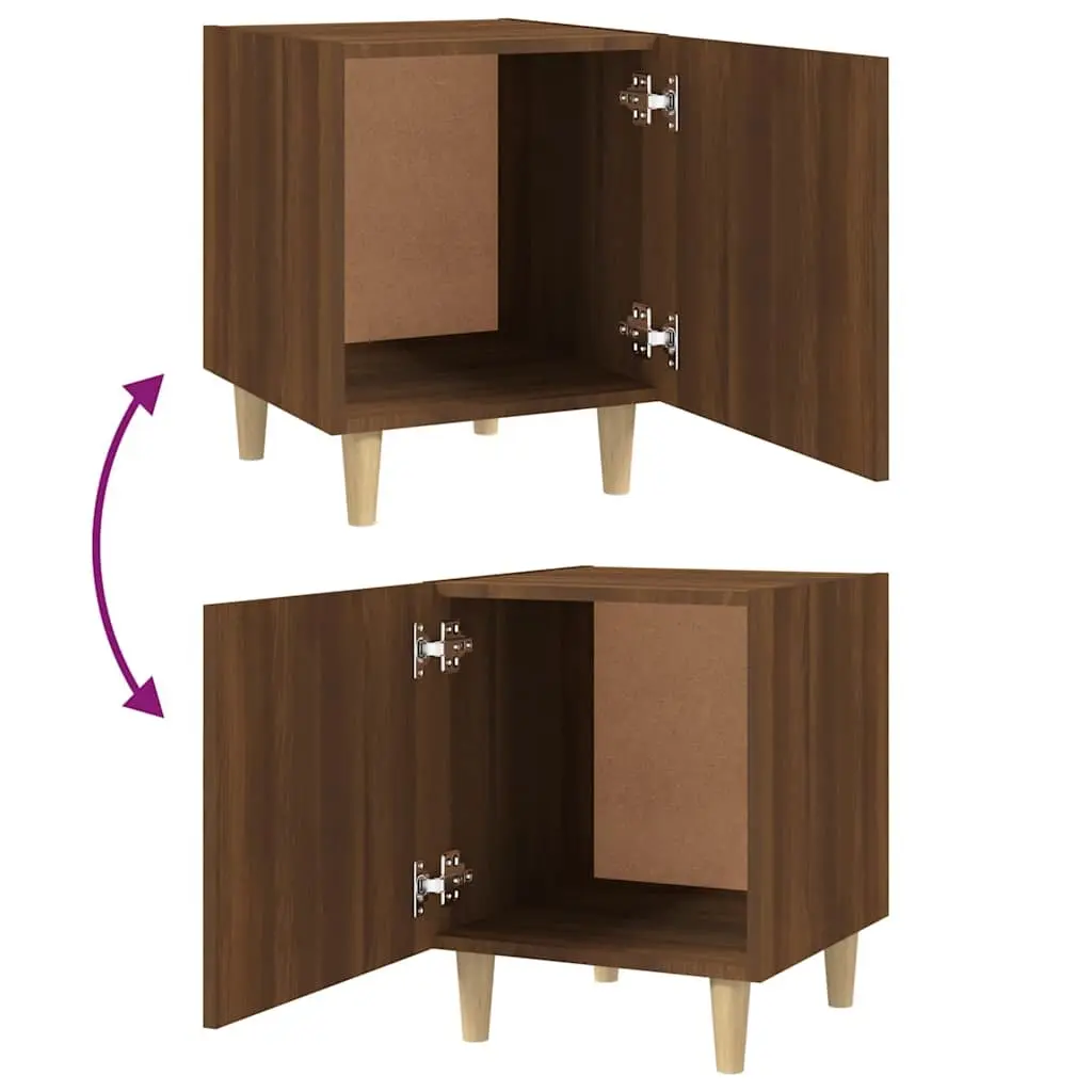 Bedside Cabinet Brown Engineered Wood Nightstand Table