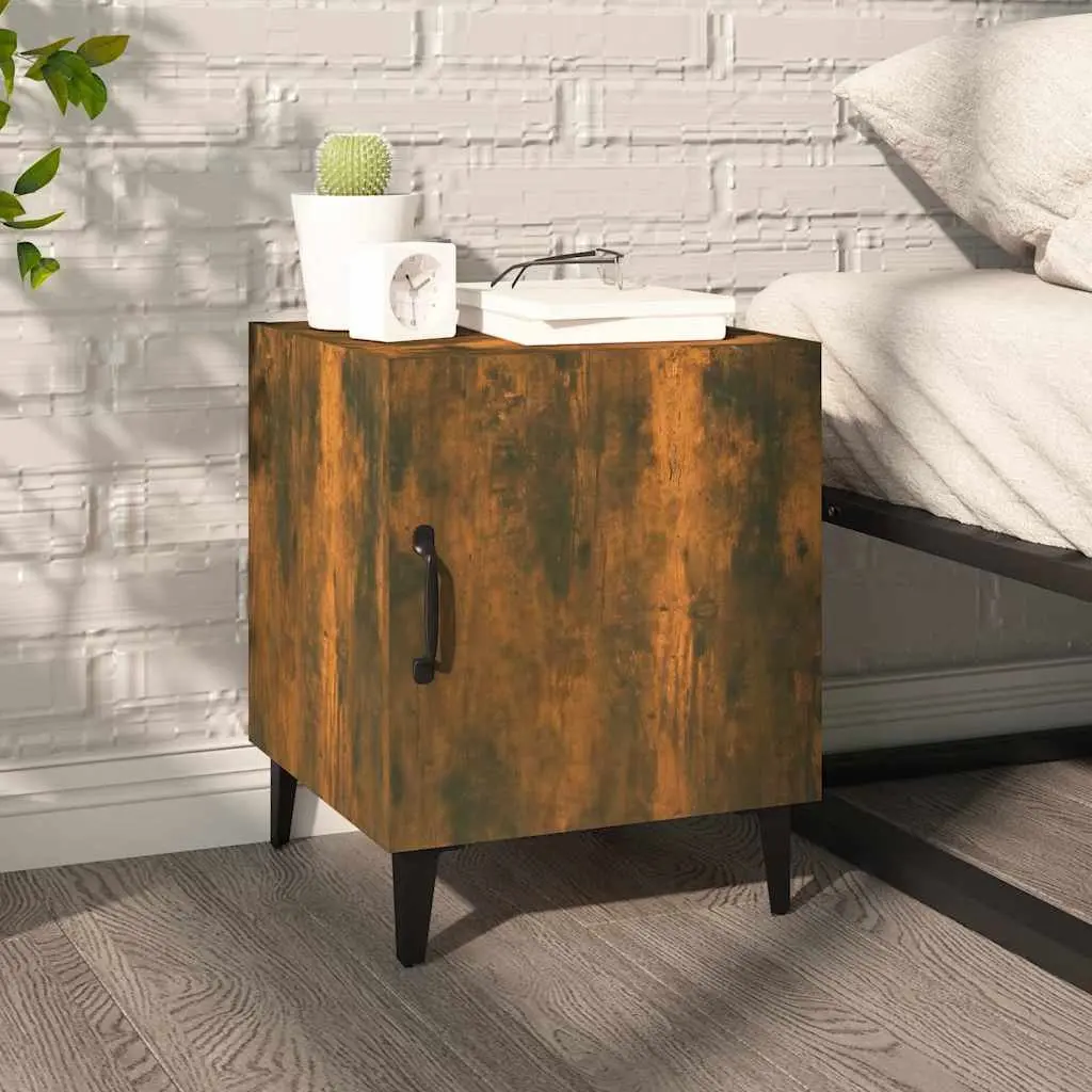 Bedside Cabinets 2 Pieces Brown Engineered Wood Nightstand Storage Organizer