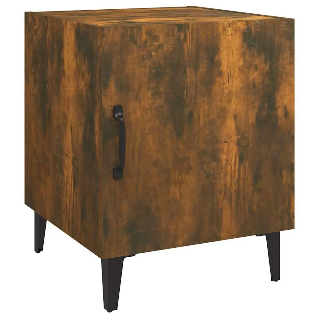 Bedside Cabinets 2 Pieces Brown Engineered Wood Nightstand Storage Organizer