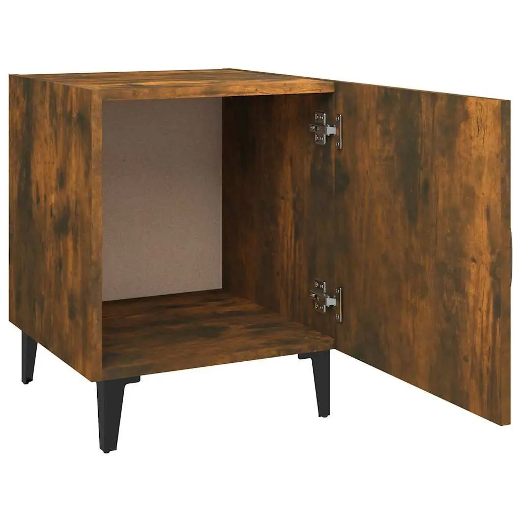 Bedside Cabinets 2 Pieces Brown Engineered Wood Nightstand Storage Organizer