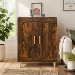 Elegant Brown Smoked Oak Sideboard Storage Cabinet